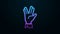 Glowing neon line Vulcan salute icon isolated on black background. Hand with vulcan greet. Spock symbol. 4K Video motion