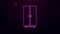 Glowing neon line Wardrobe icon isolated on purple background. 4K Video motion graphic animation