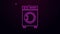 Glowing neon line Washer icon isolated on purple background. Washing machine icon. Clothes washer - laundry machine