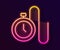 Glowing neon line Watch with a chain icon isolated on black background. Vector