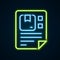 Glowing neon line Waybill icon isolated on black background. Colorful outline concept. Vector