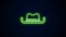 Glowing neon line Western cowboy hat icon isolated on black background. 4K Video motion graphic animation