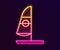 Glowing neon line Windsurfing icon isolated on black background. Vector Illustration.