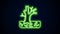 Glowing neon line Withered tree icon isolated on black background. Bare tree. Dead tree silhouette. 4K Video motion