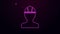 Glowing neon line Worker safety helmet icon isolated on purple background. 4K Video motion graphic animation