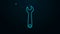 Glowing neon line Wrench icon isolated on black background. Spanner repair tool. Service tool symbol. 4K Video motion
