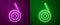 Glowing neon line Yoyo toy icon isolated on purple and green background. Vector