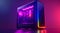 glowing neon modern gaming computer