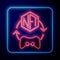 Glowing neon NFT Digital crypto art icon isolated on black background. Non fungible token. Vector