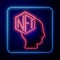 Glowing neon NFT Digital crypto art icon isolated on black background. Non fungible token. Vector