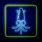 Glowing neon Octopus icon isolated on blue background. Vector