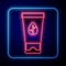 Glowing neon Organic cosmetic icon isolated Glowing neon background. Body care products. Vector