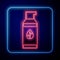Glowing neon Organic cosmetic icon isolated Glowing neon background. Body care products. Vector