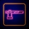 Glowing neon Parking car barrier icon isolated on black background. Street road stop border. Vector