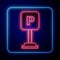 Glowing neon Parking icon isolated on black background. Street road sign. Vector