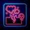 Glowing neon Poisonous cloud of gas or smoke icon isolated on black background. Stink bad smell, smoke or poison gases