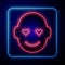 Glowing neon Romantic man icon isolated on black background. Happy Valentines day. Vector