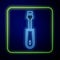 Glowing neon Screwdriver icon isolated on blue background. Service tool symbol. Vector