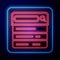 Glowing neon Search engine icon isolated on blue background. Vector