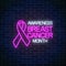 Glowing neon sign of breast canser awareness month in october. Neon poster design with pink ribbon