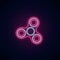 Glowing neon sign of fidget spinner. Hand rotation antistress toy for relax. Twist bauble to making tricks