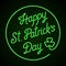 Glowing neon sign - Happy St. Patrick\'s Day lettering with shamrock