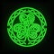 Glowing neon sign - Stylized image of a shamrock.