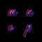 Glowing neon small letters - letters m-p