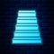 Glowing neon Staircase icon isolated on brick wall background. Vector