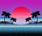 Glowing neon, synthwave and retrowave background template. Retro video games, futuristic design, rave music, 80s