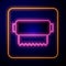 Glowing neon Textile fabric roll icon isolated on black background. Roll, mat, rug, cloth, carpet or paper roll icon