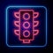 Glowing neon Traffic light icon isolated on black background. Vector