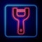 Glowing neon Vegetable peeler icon isolated on black background. Knife for cleaning of vegetables. Kitchen item