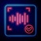 Glowing neon Voice recognition icon isolated on blue background. Voice biometric access authentication for personal