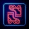Glowing neon Waterproof rubber boot icon isolated on blue background. Gumboots for rainy weather, fishing, gardening