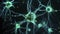 Glowing Neuron Cells with Interconnected Knots in Blue and Green. Ideal for Neuroscience Research and Educational Materi