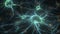 Glowing Neuron Cells with Interconnected Knots in Blue and Green. Ideal for Neuroscience Research and Educational Materi