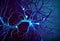 Glowing neurons background, ai generation