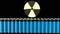 glowing nuclear symbol and batteries.