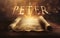 Glowing open scroll parchment revealing the book of the Bible. Book of I Peter