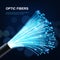 Glowing optical fiber cable or wire, fibre optics