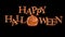 Glowing orange Happy Halloween text animation on black background