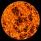 Glowing orange vulcanic planet