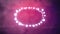 Glowing oval of fairy lights on pink background