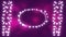 Glowing oval and strings of fairy lights on pink background