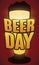 Glowing Pilsner Glass and Bubbly Sign for Beer Day, Vector Illustration