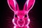 Glowing Pink neon rabbit. Generate Ai