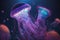 glowing poisonous ocean underwater jellyfish Generative AI