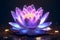 Glowing purple lotus flower aquatic. Generate Ai