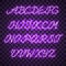 Glowing Purple Neon uppercase Script Font